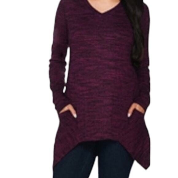 Logo Lori Goldstein Shark Bite Purple Marled Sweater Size Medium - Picture 2 of 12